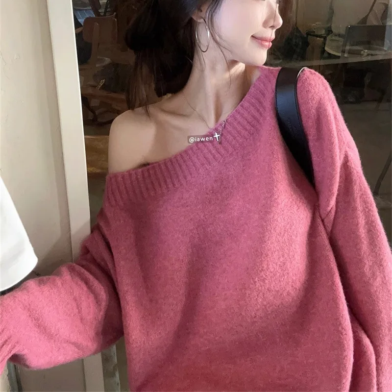 เสื้อสเวตเตอร์ไหมพรมแขนยาว คอวี ผู้หญิง ทรงหลวม สไตล์ลำลอง ยืดได้เล็กน้อย เหมาะสำหรับฤดูใบไม้ร่วง