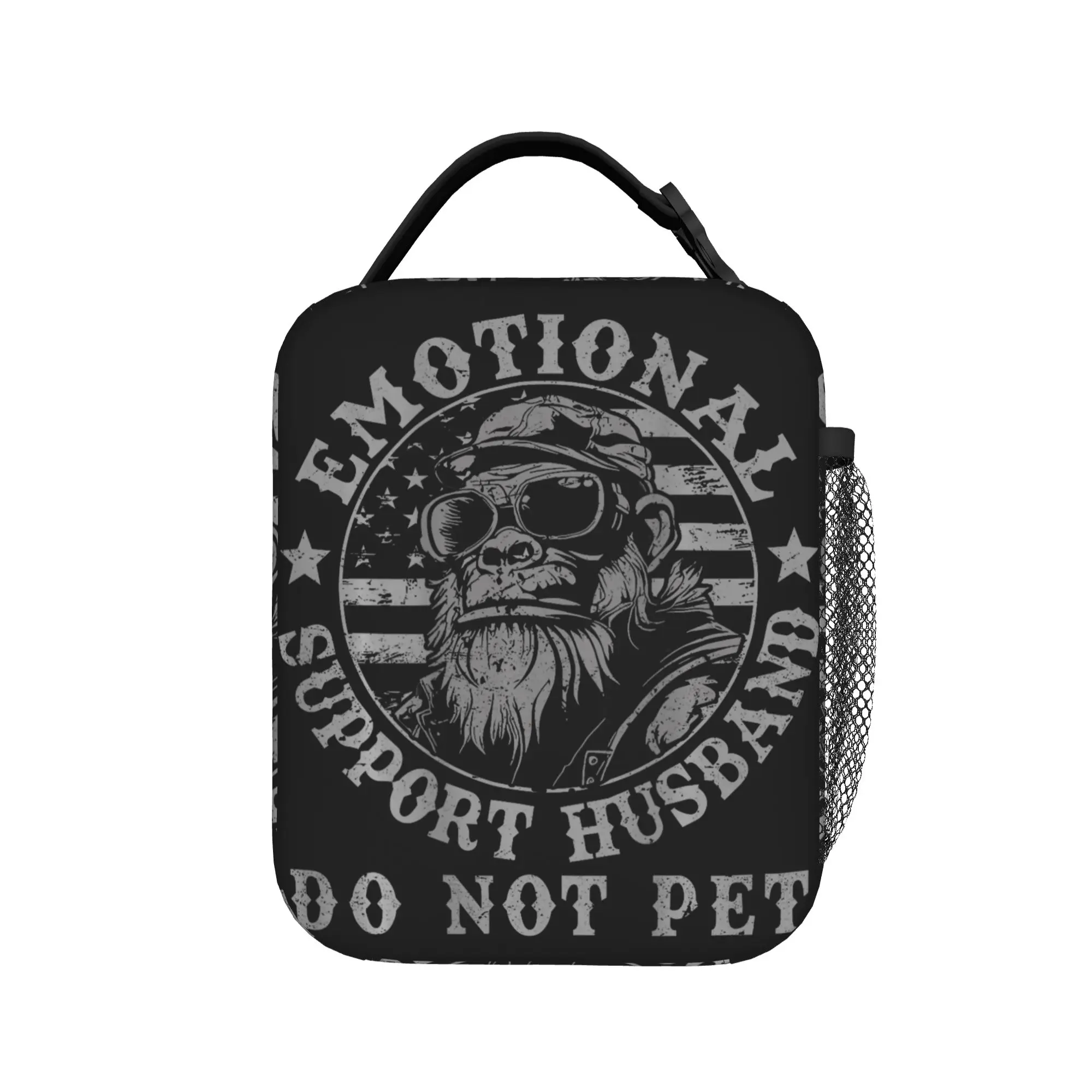 Emotional Support Husband Do Not Pet Funny Monkey Lunch Bag Casual Lunch Box For Women Insulated Cooler Bag Thermal Tote Handbag