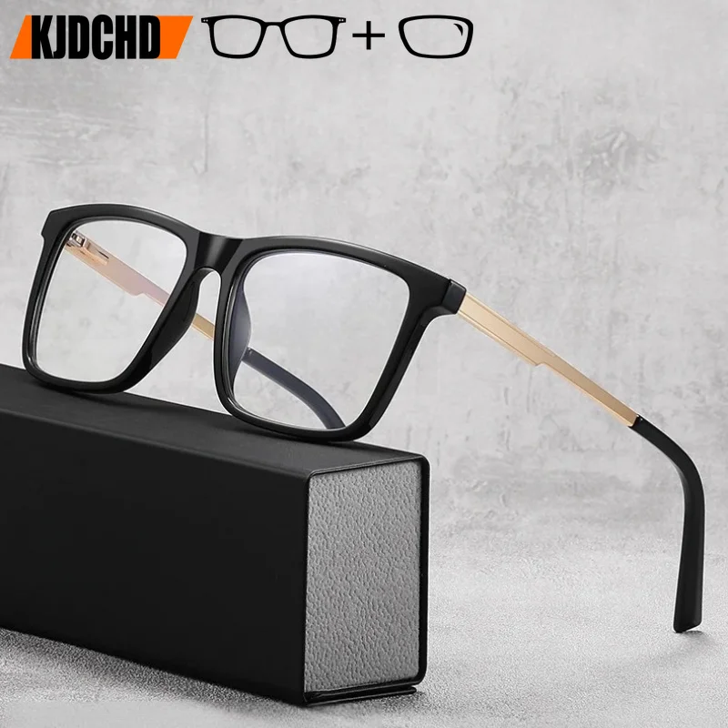 

KJDCHD (L) Minimalist Square Photochromic Myopia Prescription Glasses High Quality Blue Light Filter Progressive Reading Eyeware