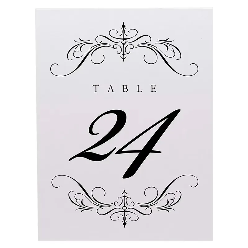 Custom Wedding Table Numbers | Classic Flourish Design | Gold Foil | Double-Sided Tent Cards | Party Restaurant Table Numbers