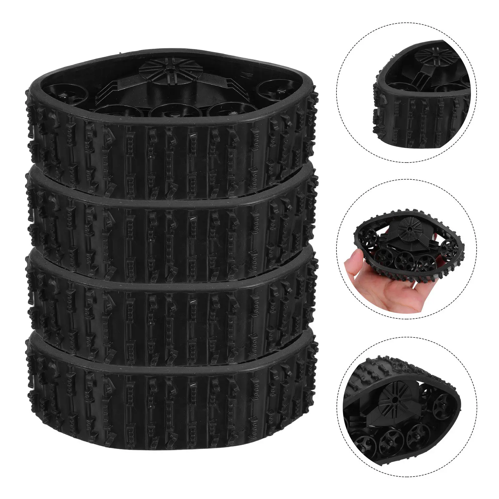 

4Set Rc Crawler Track Wheel Rubber Tyre Replacement Enhanced Grip Shock Absorption Rc Military Truck Spare Accessory Offroad