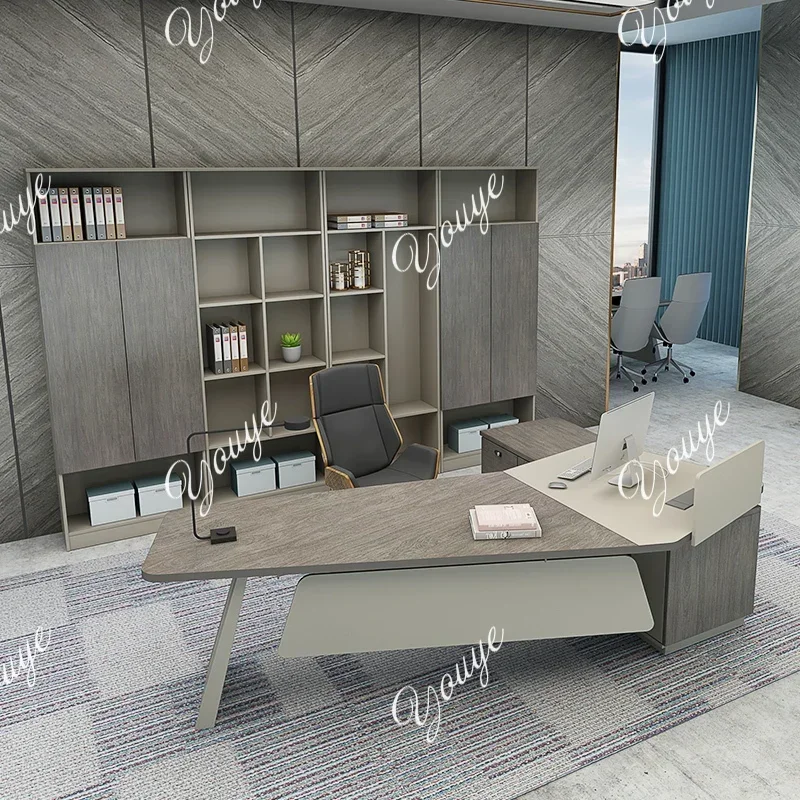 N49 J Corner Office Computer Table Standing Model Y Organiser Executive Study Desk Drawers Black Mesa De Escritorio Office Furni