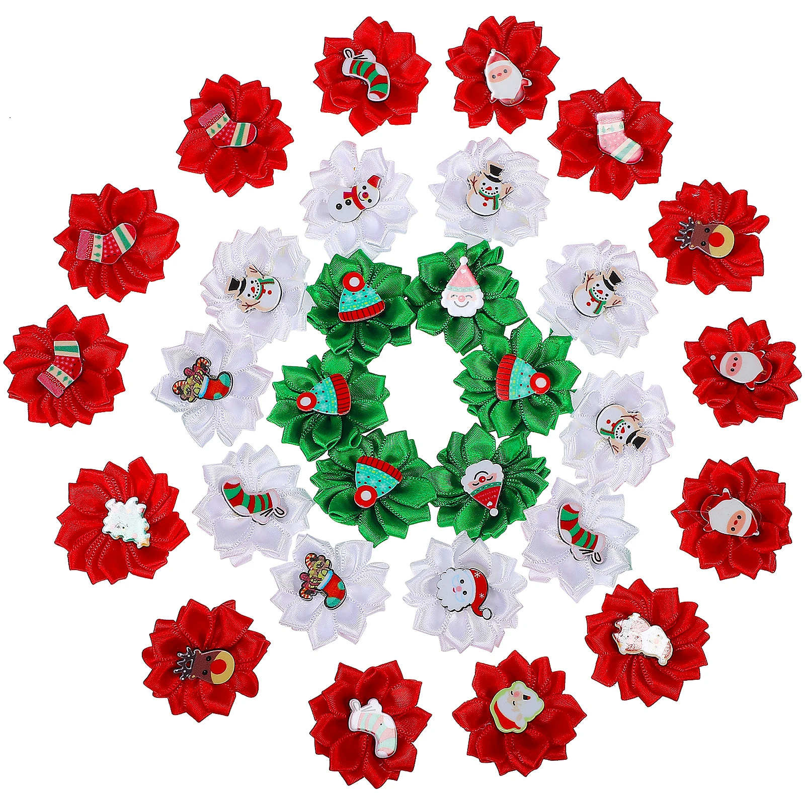 

30Pcs Pet Festival Headdress Christmas Dog Bows with Vibrant Flowers Soft Hair Ties for Cats Puppies Holiday Decoration