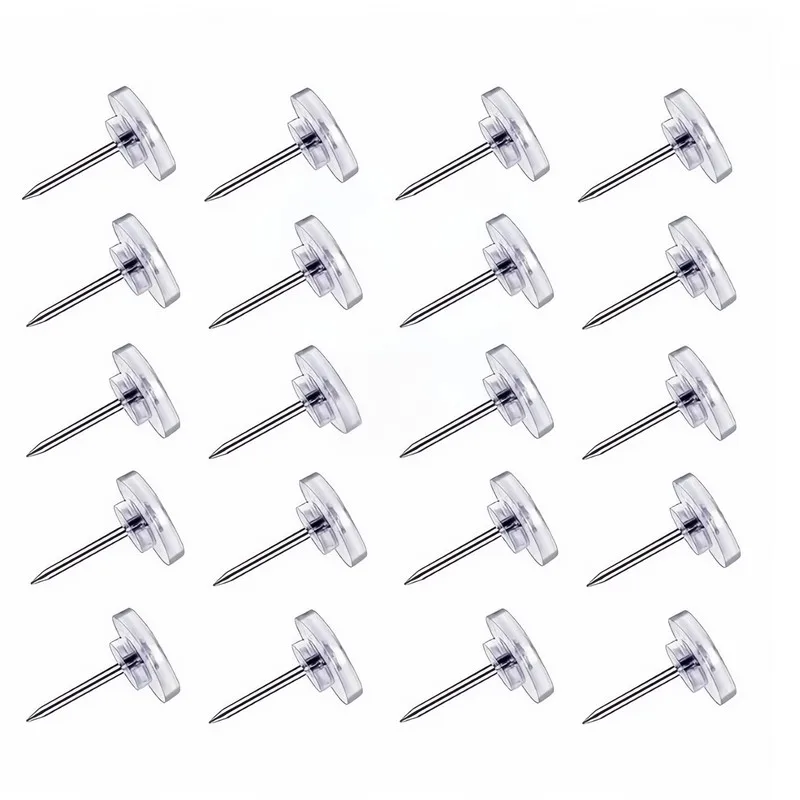 175 pcs Flat Head Push Pins for Home Calendar Fixing, Transparent Flat Head, Easy Push Sharp Pin, Multipurpose