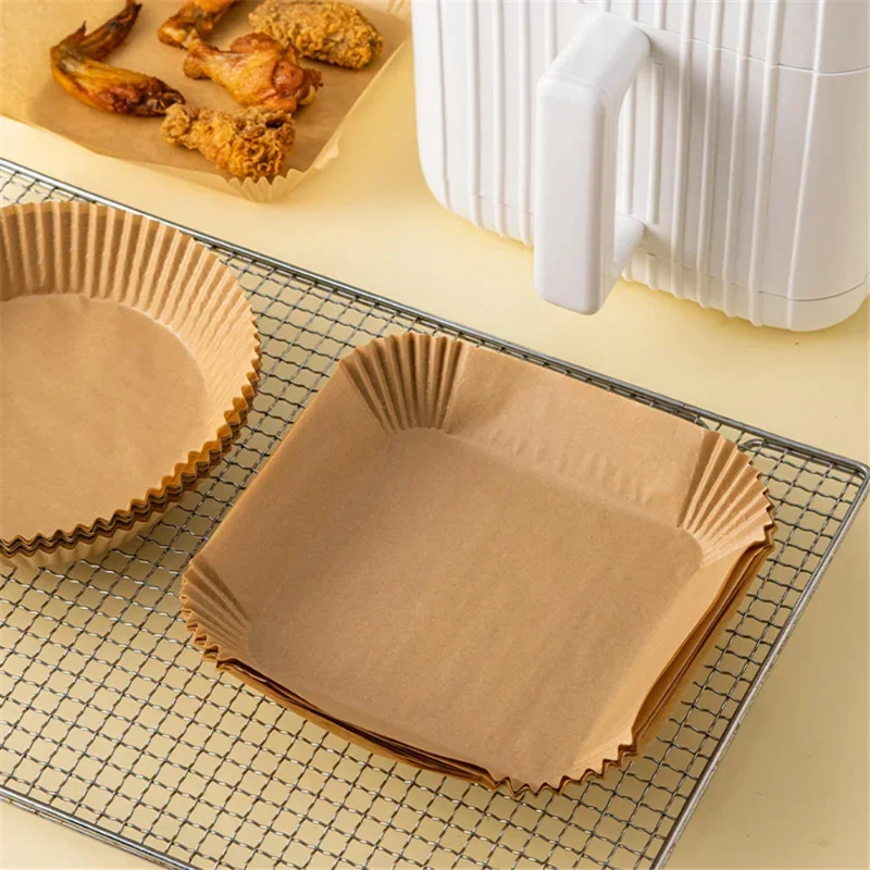 50PCS Air Fryer Baking Paper for Barbecue Plate Round Oven Pan Pad 16cm AirFryer Oil-Proof Disposable Paper Liner BBQ Plate