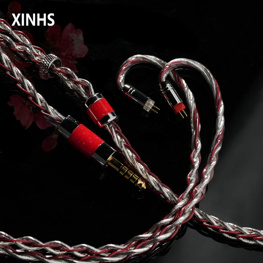 XINHS M02 8-adriges Crimson Bloom in Snow-7N OCC Silber-Palladium Hochwertiges Übertragungskabel für Kopfhörer HIFI Upgrade-Kabel – Detail 2