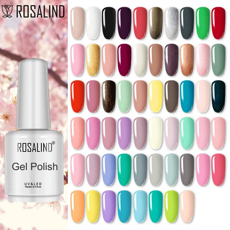 

ROSALIND 15ml Nail Gel Polish Hybrid Varnish Semi Permanent Nail Art Design Soak Off Top Base Coat Esmalte UV Gel Nail Polish