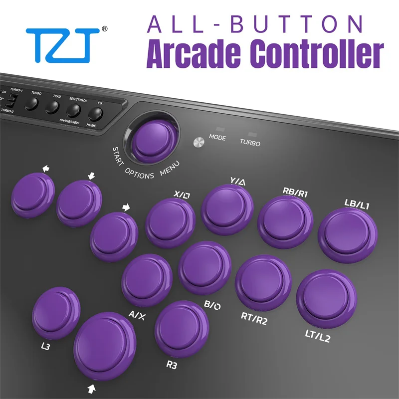 Controlador TZT-Mayflash F500 Arcade, Flat All Button, Controlador de jogo com layout, apto para Hitbox, PS4, Xbox