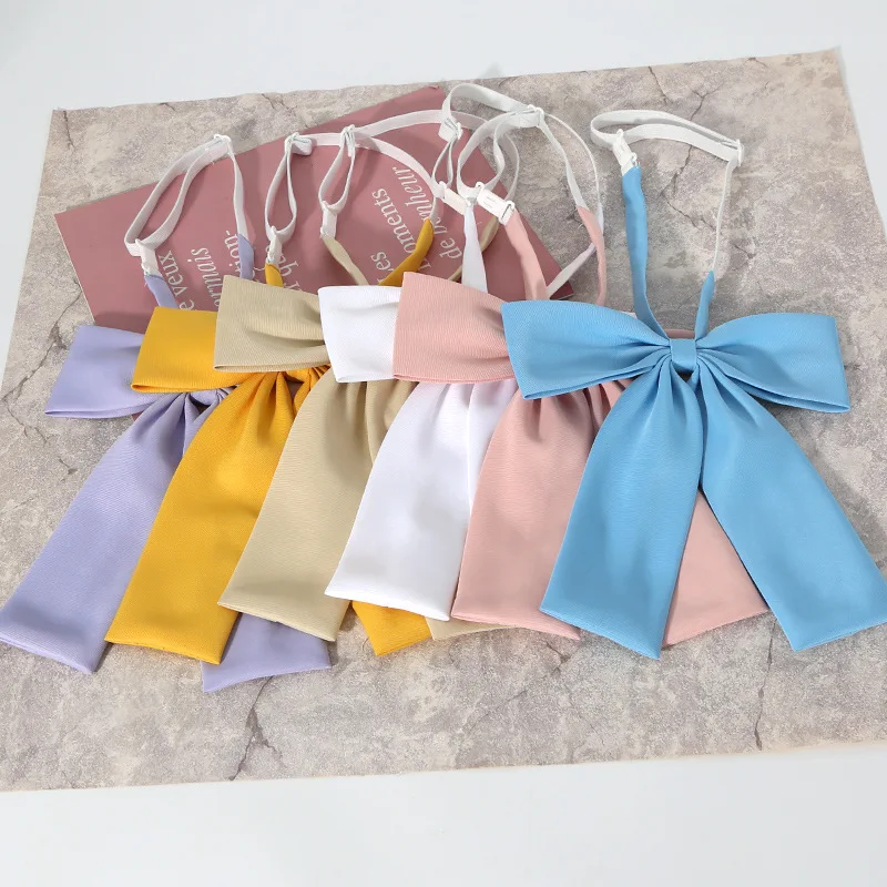Japanese College Style Solid Color JK Uniform Big Bow Tie Female Cute Square Scarf Sailor Suit Ties Scarf Clothing Accessories