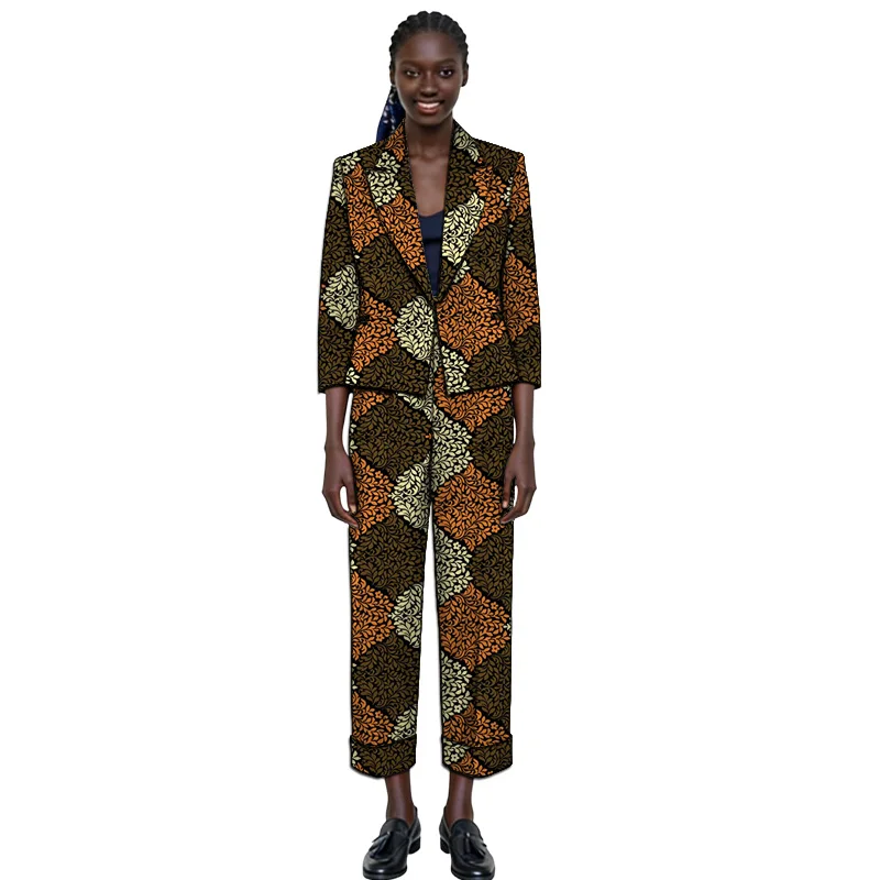 

Original Design Ankara Print Women's Suit 3/4 Sleeves Blazer & Straight Pant Ankara Outfit Tailor Made African Couture