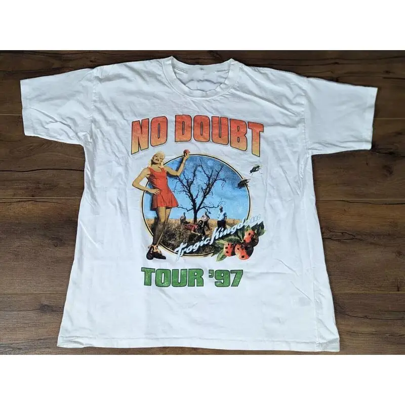 

Vtg No Doubt Tour '97 Хлопковая белая футболка всех размеров Tragic Kingdom S 5Xl