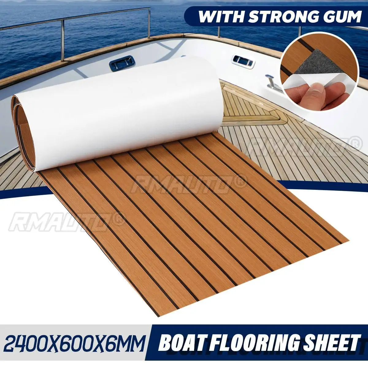 2400x600x5mm 6mm EVA Foam Boat Flooring Teak Foam Decking for Boats EVA Foam Sheet Marine Flooring Teak Boat Yacht Floor Carpet