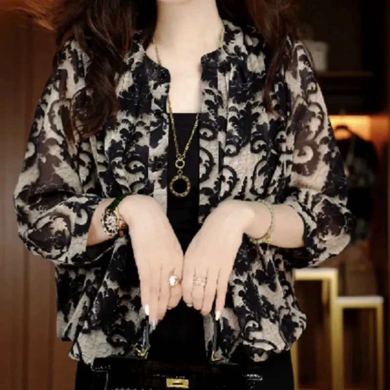 

Stylish Women's Spring Summer Lightweight Open Cardigan with 3/4 Sleeves Elegant and Leisurely Top