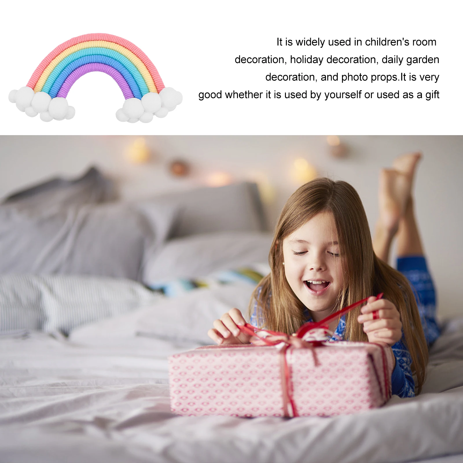 

1pc Cloud Rainbow Hanging Hand-Woven Wool Pendant For Kids Room Wall Garden Holiday Decor Three-Dimensional Decorative Hanging