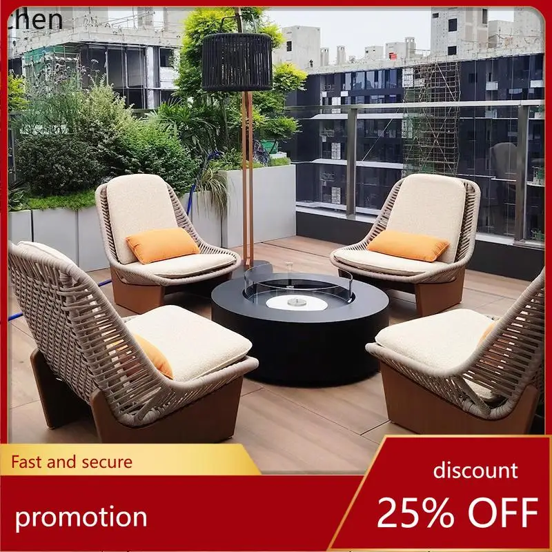 

HT outdoor sofa balcony garden hotel model room rattan rain and sun protection aluminum alloy furniture