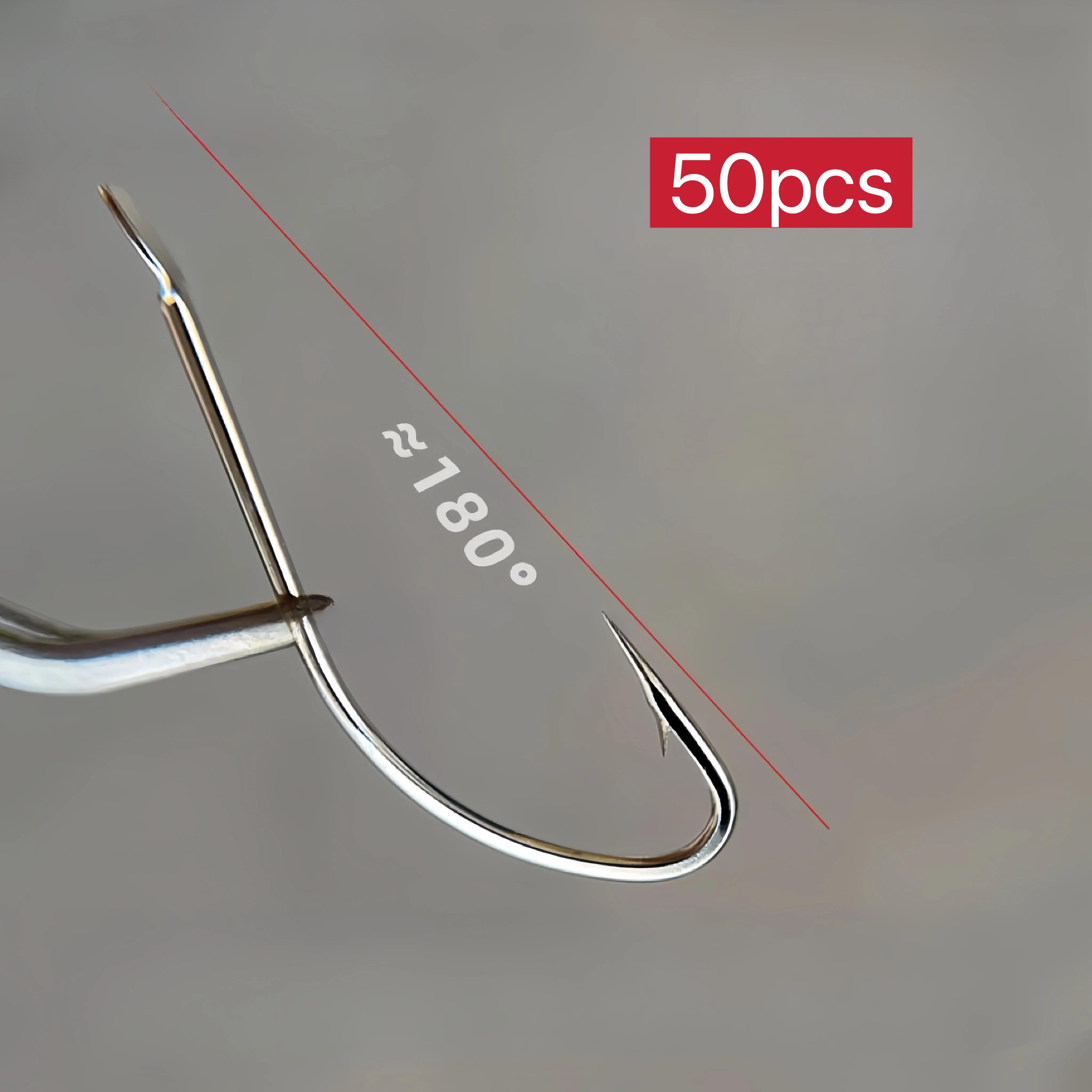 50pcs White Fox Long-Handled Fine Wire Hooks for Carp And Catfish Imported Flat-Built Fishing Hooks with Barbs for Sea Fishing