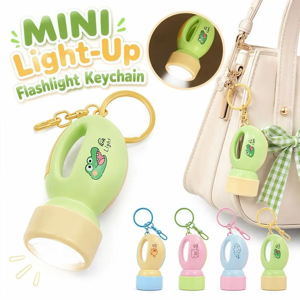 MINI Light-Up Flashlight Keychain Cartoon Lightweight Night Light Pendant Multifunctional Versatile LED Bag Charm
