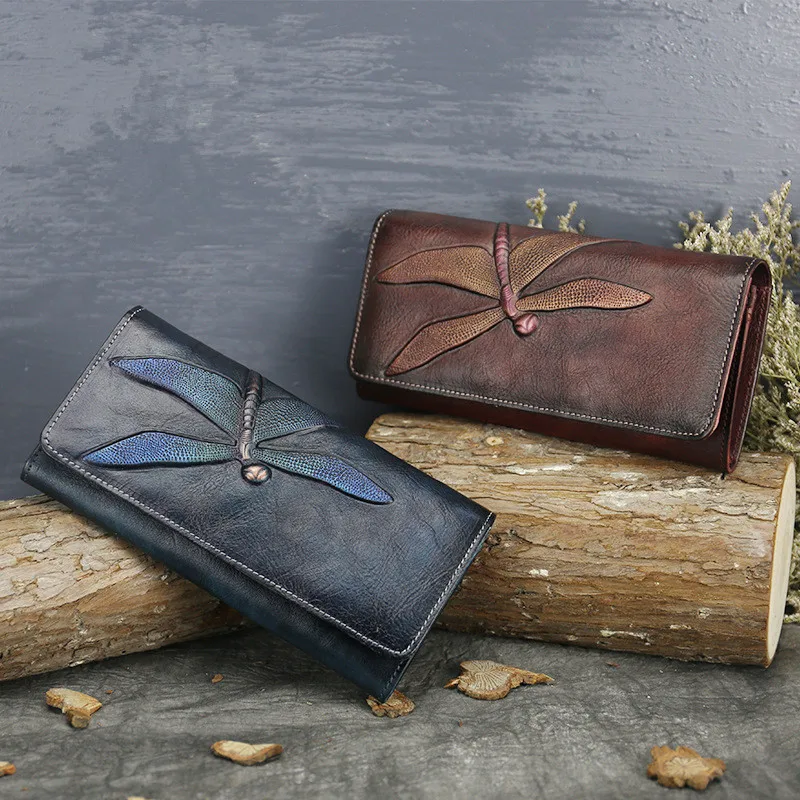 Top Layer Cowhide Coin Purse Women Leather Pattern Bag Long Wallet European and American Clutch Women's Leather Wallet