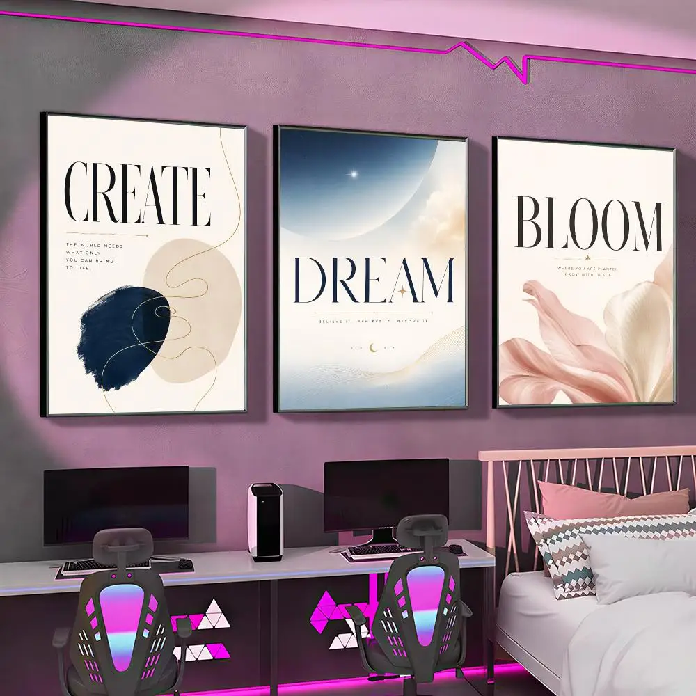 Inspirational Words Poster Versatile HD Waterproof Wall Art Self-Adhesive Decor for Any Space Ideal Gift