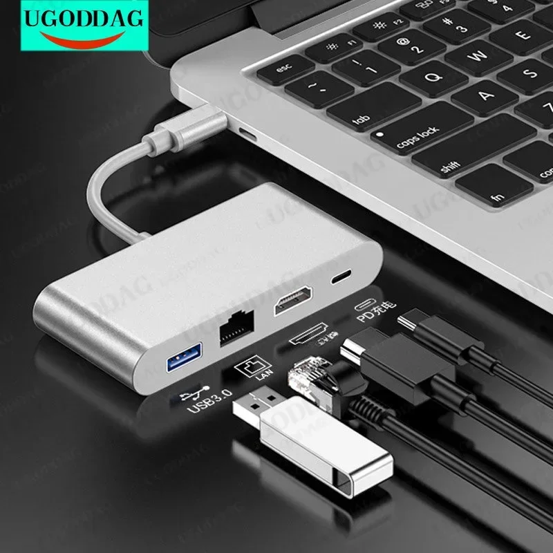 Type C Thunderbolt 3 to HDMI-compatible Lan RJ45 Ethernet Adapter USB-C PD USB 3.0 Hub for MacBook Galaxy S8 S9 Huawei Mate10