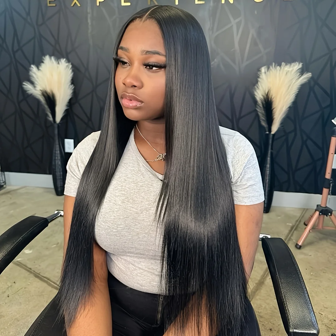 شعر مستعار بدانتيل بدون صمغ عالي الدقة 13 × 4 - شعر بشري مستقيم مقطوع مسبقًا مسبقًا - بدون غراء 3 ثوانٍ للارتداء #4