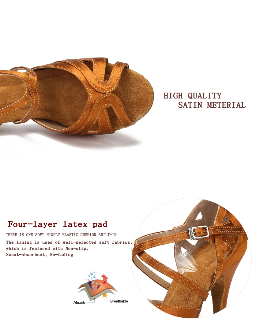 CINMIDY Damen Tanzschuhe aus schwarzem Seidensatin, Tango-Ballsaal-Tanzschuhe mit hohen Absätzen, Salsa-Übungssandalen für Mädchen und Damen, Partyschuhe – Detail 5