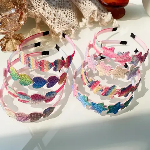 1pcs 패션 반짝이 아이 헤어 밴드 머리띠 소녀를위한 사랑스러운 활 별 귀여운 색상 헤어 Tiaras Hairbands 헤어 액세서리 선물