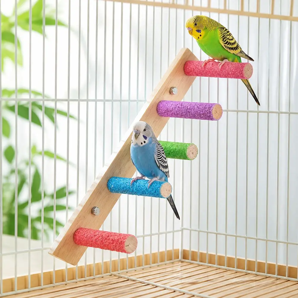 New 4/6/8 Step Bird Ladder Colorful Perches Wood Parrot Ladder Beak And Claw Grinding Climbing Structure Bird Climbing Parrot