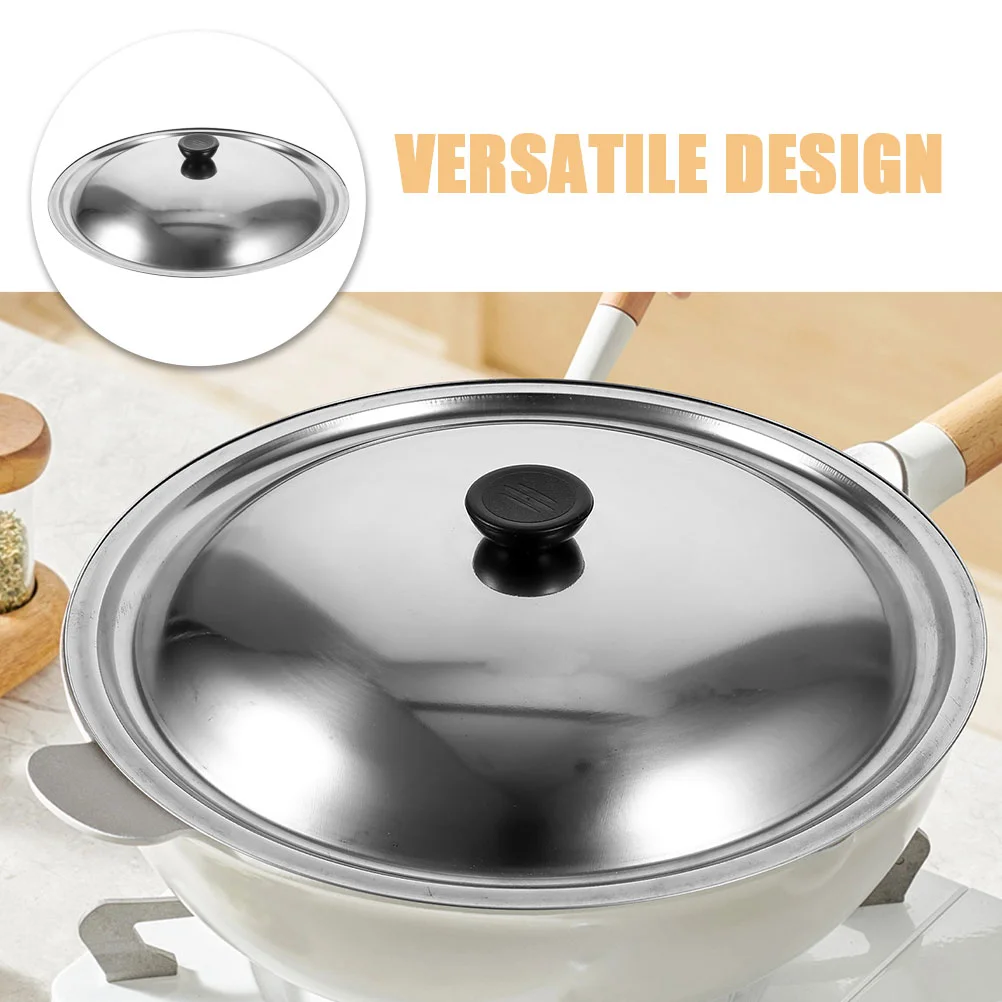 Griddle Pan Pot Cover Skillet Lid Universal Covers for Cooking Stainless Steel Silver Replacement Frying Only