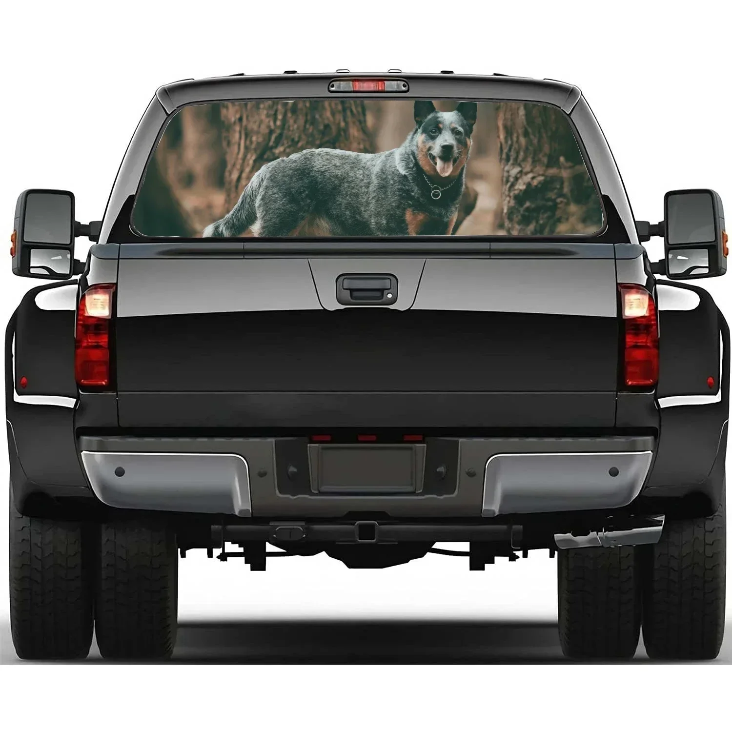 

Happy Australian Cattle Dog Car Accessories Rear Windshield Sticker Truck Window See Through Perforated Window Vinyl Decal Decor