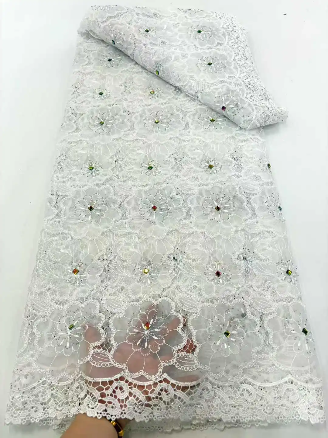 

Модная африканская кружевная ткань 2025 года, высокое качество, французские камни, роскошное тюлевое кружево, нигерийская сетчатая кружевная ткань для свадебного платья