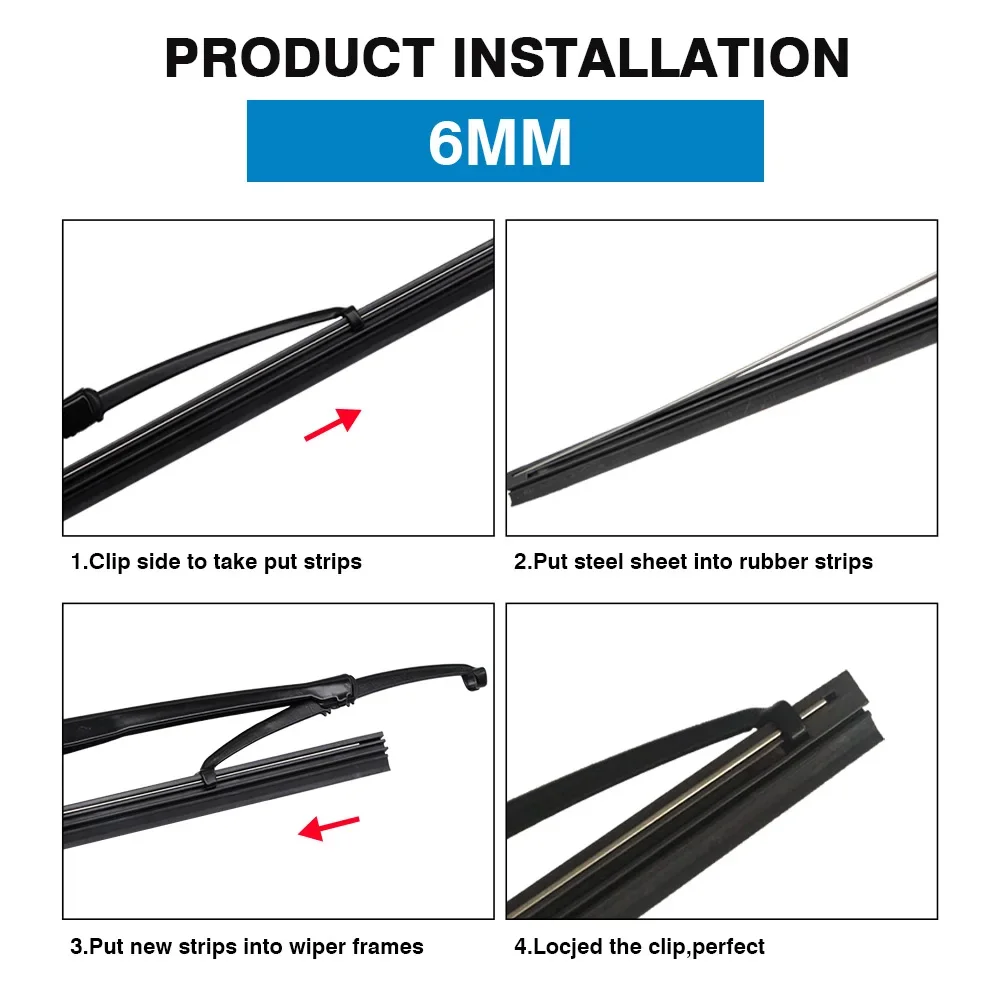 1Pcs Car Wiper Blade Windscreen Insert Rubber Strip 8MM 6MM 14\