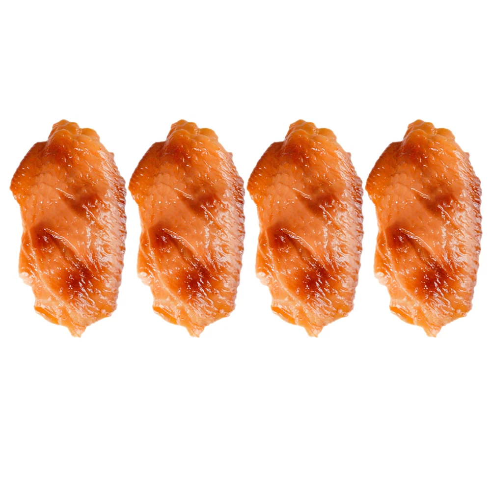 4 Pcs Simulated Chicken Wings Model Faux Food Photo Imitated Pvc Artificial Decor