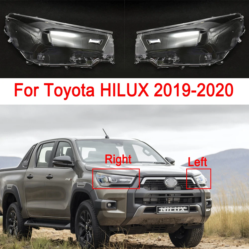 

Крышка передней фары автомобиля, абажур для Toyota HILUX 2019 2020, корпус фары из плексигласа, прозрачная стеклянная крышка, автомобильные аксессуары