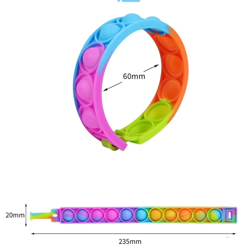 pops bubble simple dimple toy its finger anti stress relief colorful silicone bracelet anxiety sensory for autism adhd children