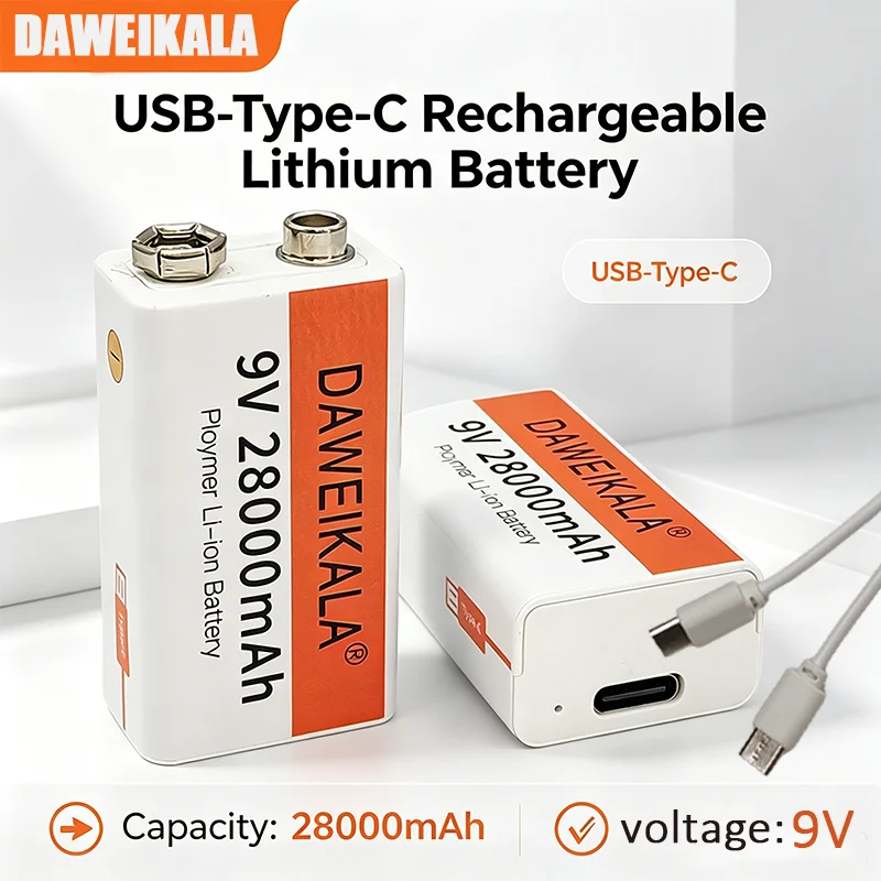 2026 Best-selling 100%New Original 9V 28000mAh+USB Fast Charging Line  LI-ION Rechargeable Battery for Electric Fan Flashlight