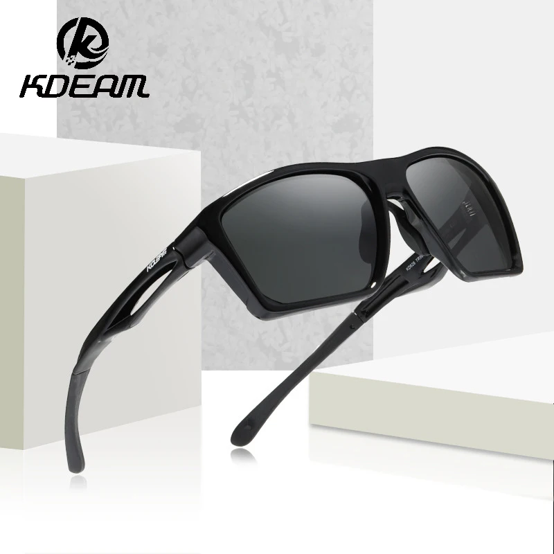 

KDEAM Brand TR90 Square Outdoor Sports Sunglasses with Silicone Nose Rest Polarized Fishing Women Shades UV400 Male Goggles 626