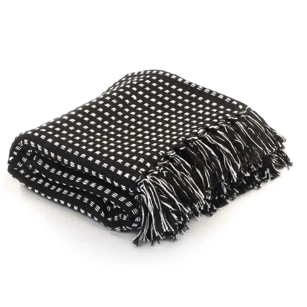 

Cotton Throw Black 86.6in x98.4in Rectangular