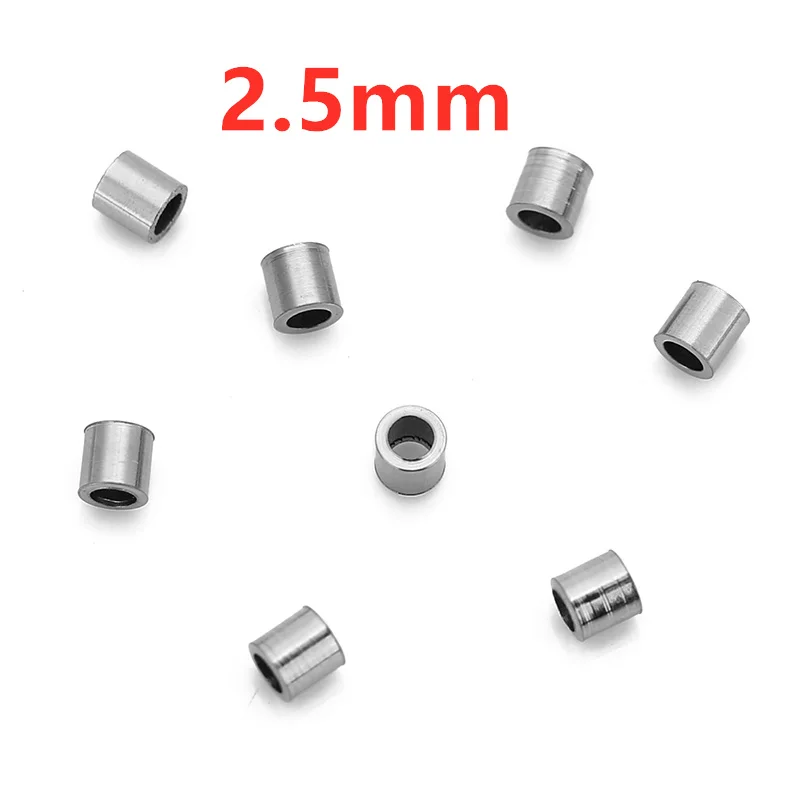 100 Stück 1,5 mm 2 mm 2,5 mm Edelstahl-End-Quetschperlen, großes Loch, Abstandshalter, Stopper-Perlen für DIY-Armband, Halskette, Schmuckherstellung