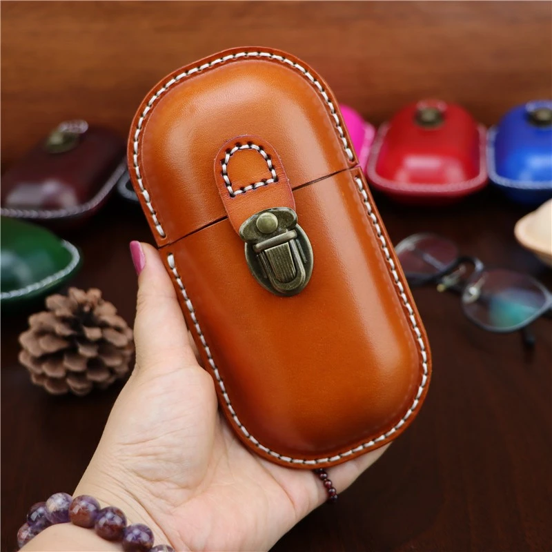 Leather Eyeglass Case Hard Shell Retro Men And Women Sunglasses Nearsighted Glasses Locking clasp Protection Box