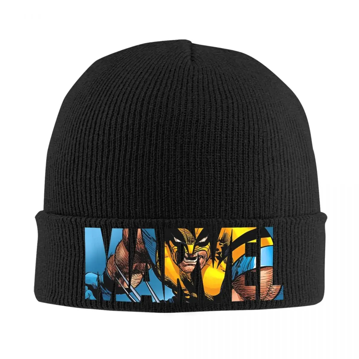 Marvel Retro Logo Beanie Hats Hip Hop Caps Adult Unisex Kpop Skullies Beanies Autumn Graphic Elastic Beanie Hat