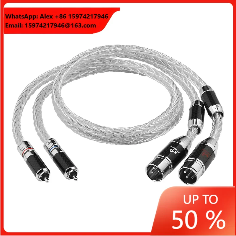 OCCAUDIO Silver-plated Rhodium-plated Hifi Dual RCA/XLR Audio Cable For DVD Player Amplifier Microphone Carbon Fiber Plug