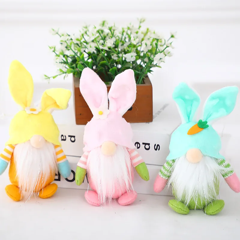 

New Easter Faceless Gnome Rabbit Doll Handmade Reusable Home Decoration Spring Hanging Bunny Ornaments Kids Gifts 2024