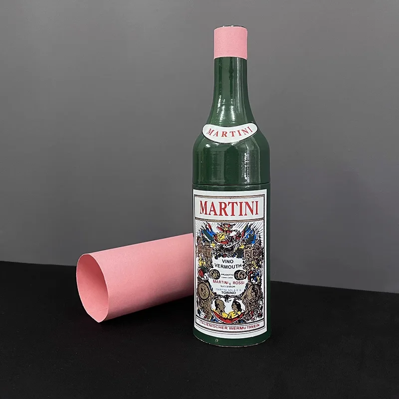 Vanishing Martini Bottle Stage Magic Tricks Vanishing Wine Bottle in Paper Cylinder Magia Magie Magicians Prop Illusion Gimmick