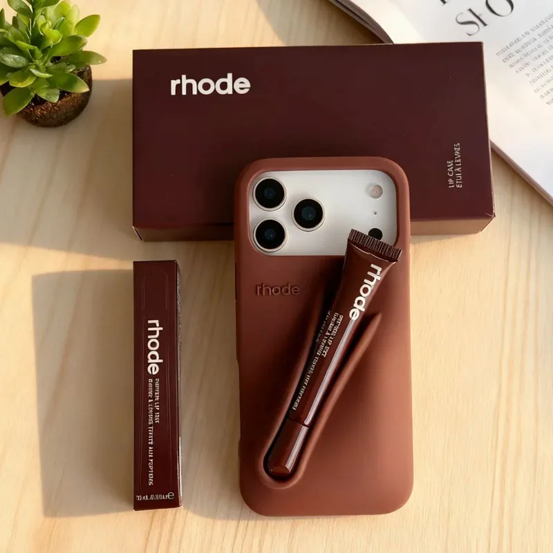 아이폰 15 16 14 13 12 11 프로 맥스 플러스 17 에어용 박스와 립스틱이 포함된 폰 케이스 립 글로스 휴대용 소프트 실리콘 충격 방지