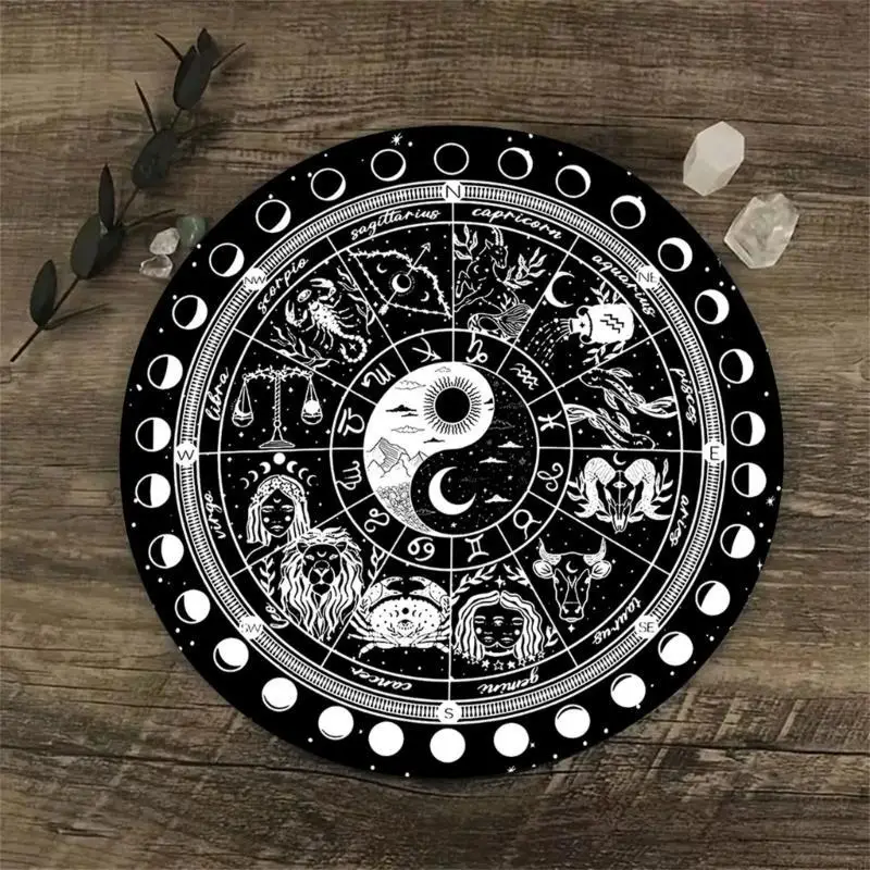 J7JF 신은 매트 기호 달기 제단 타로트 카드 패드 패드 진자 차트 매트, 에너지 치유를위한 차트 매트