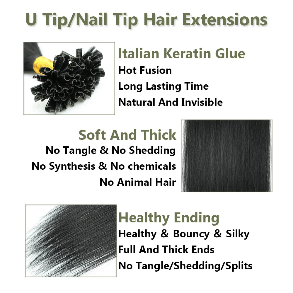 U Tip Hair Extensions Human Hair 18 Inch 50g Invisible Keratin Hair Extensions Hot Fusion U Tip Hair Extensions Real Human Hair