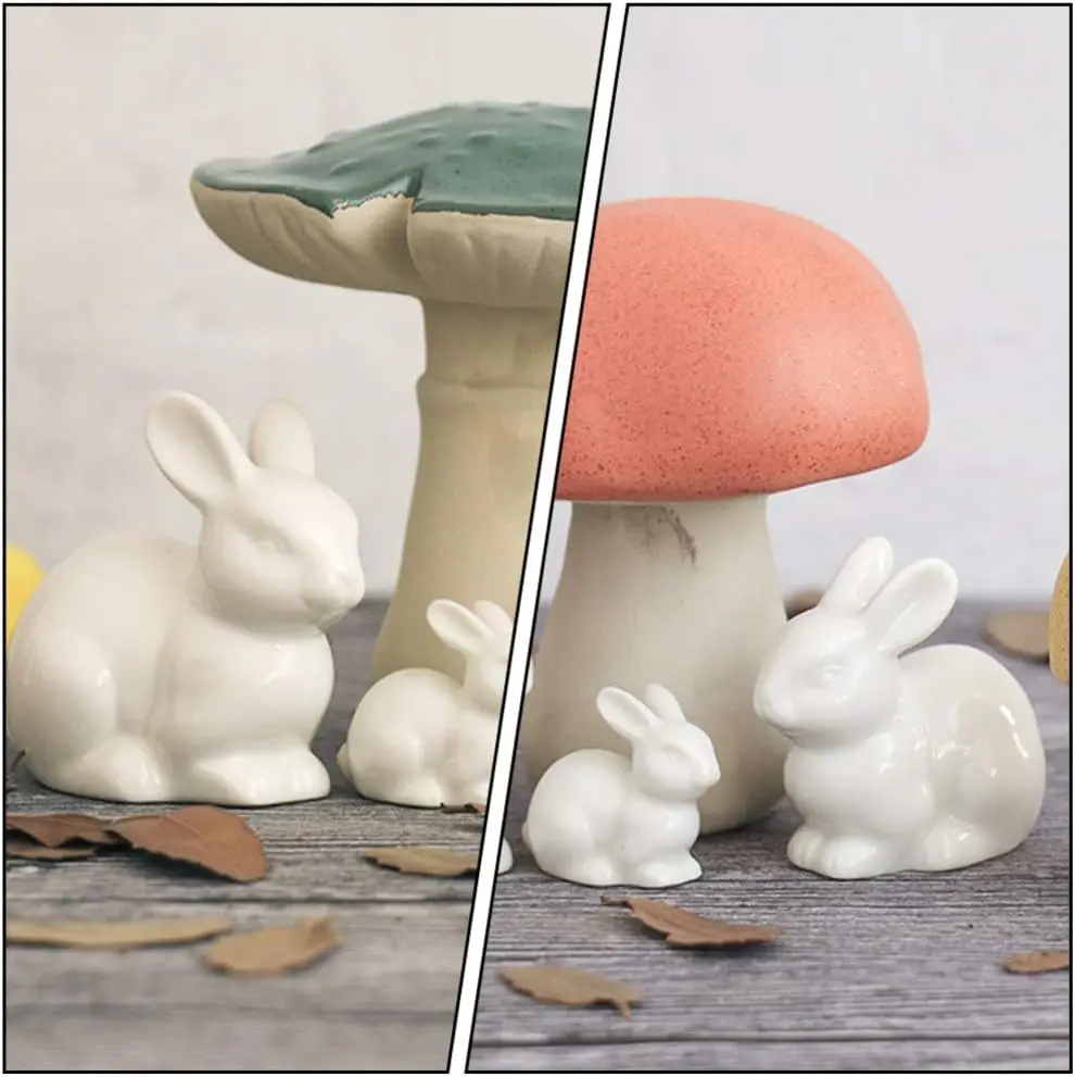 2025 Easter Decoration Bunny Cute Simulated Ceramic Rabbit DIY Doll House Animal Ornaments Festival Party Gifts For Children