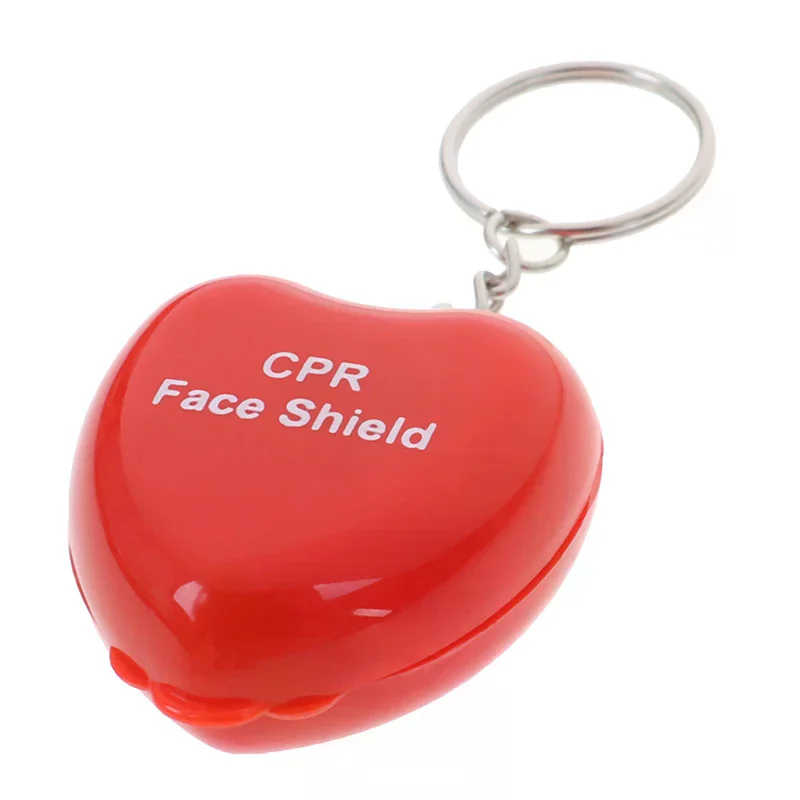 1PCS Mini Protect CPR Mask Mouth KeyChain Rescue In Heart Box Face Mask First Aid Survival Equipment