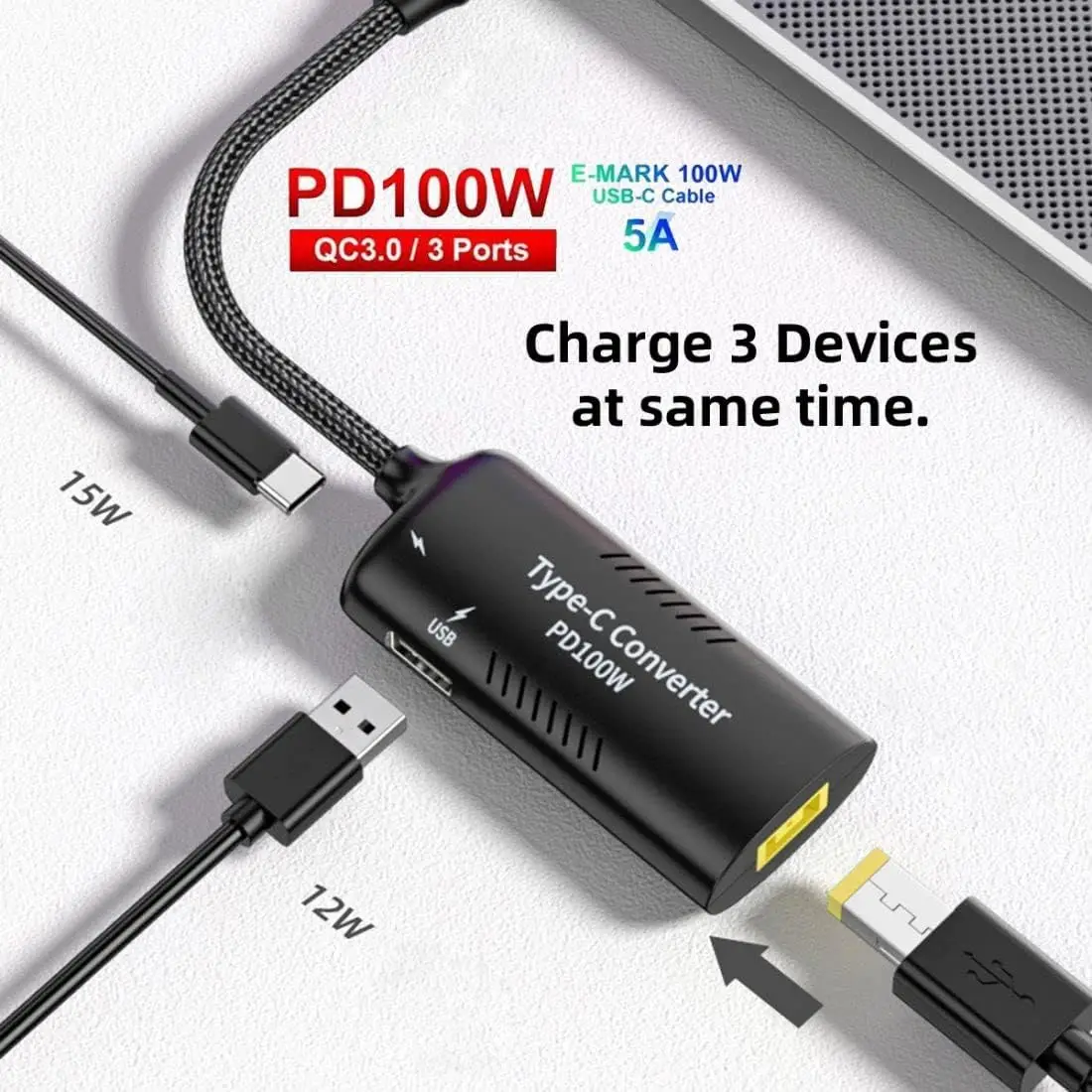 DC7.9 5.5 TO type-c100W DC Square Plug for Laptop Charger USB Type C Power Adapter Converter Fast Laptop Charging Cable Cord